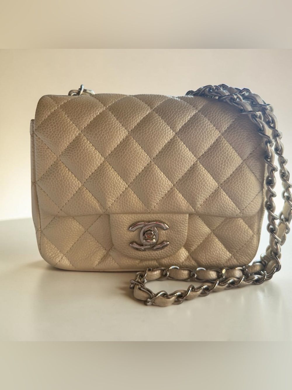 CHANEL Caviar Pearlescent Mini Flap